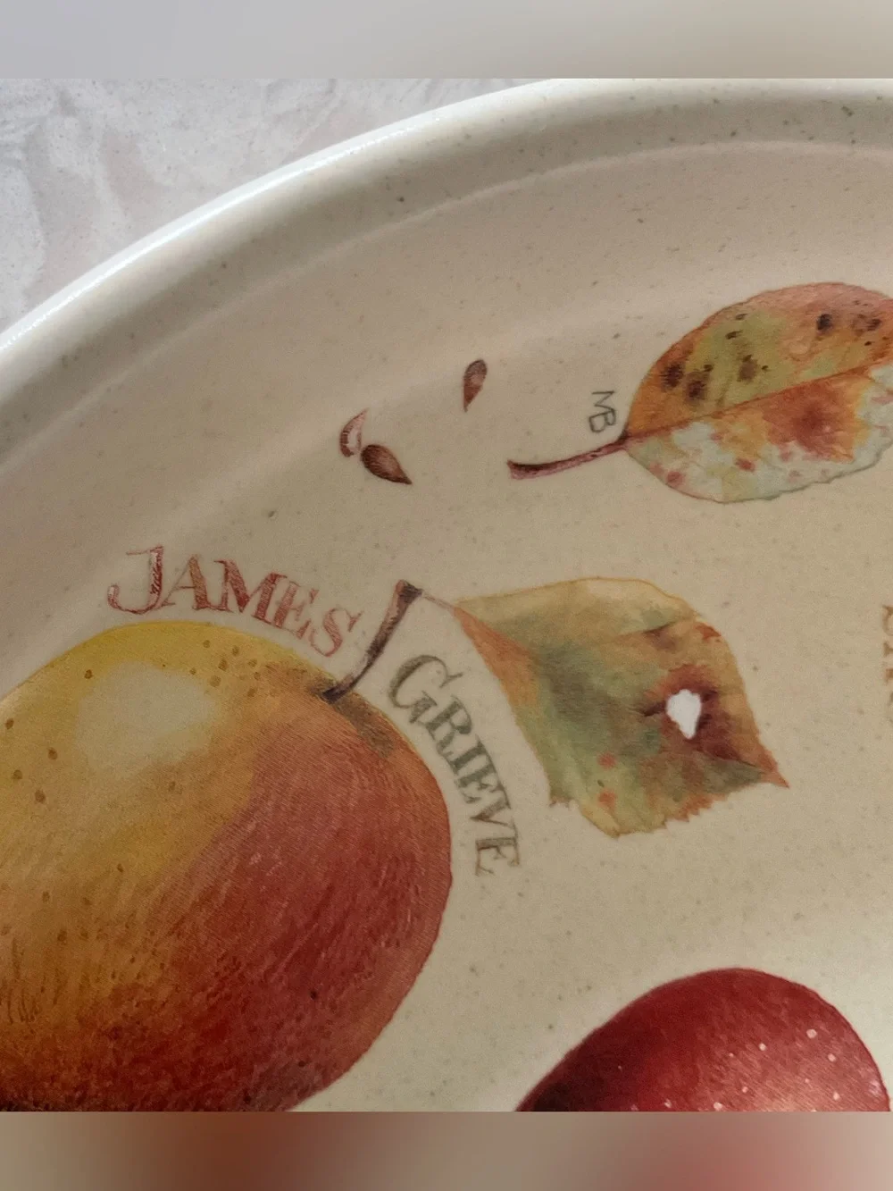 Vintage Hallmark Marjolein Bastin Initialed Baking Dish with Apple Graphics
